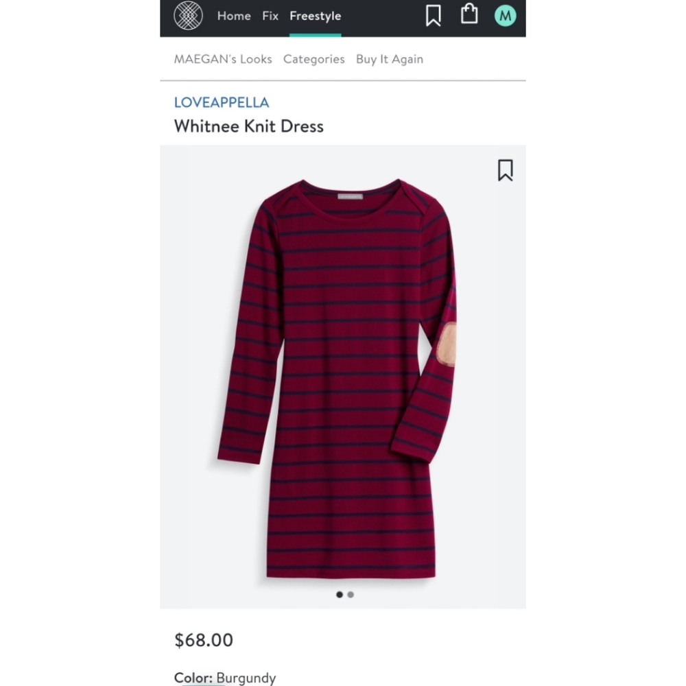 Stitchfix Loveappella Whitnee Knit Striped Dress with Elbow Patch